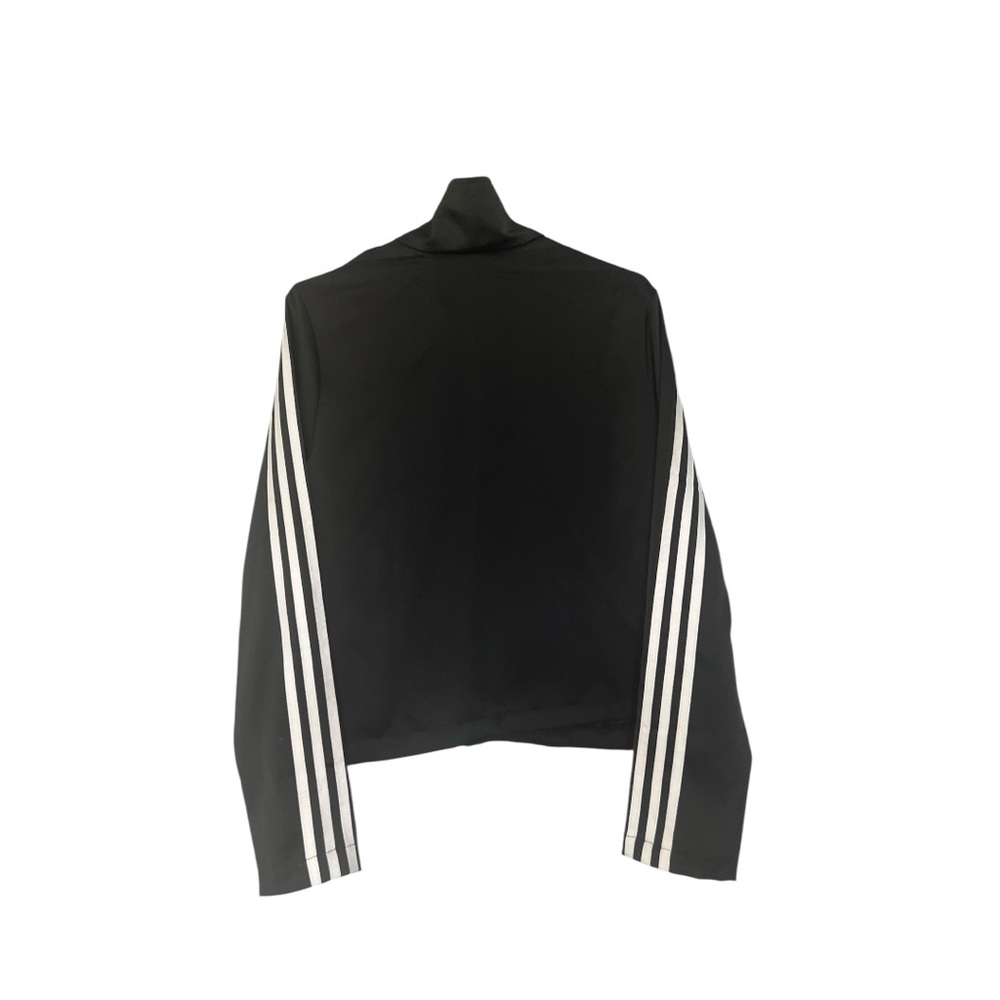 adidas Originals womens RARE Black Satin jacket sz L - Picture 4 of 6